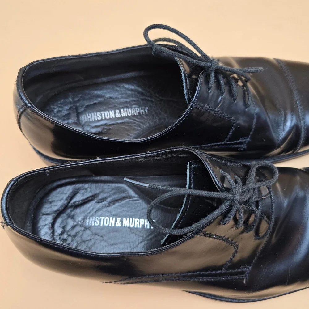 Johnston & Murphy Mens Black Leather‎ Cap Toe Derby Dress Shoes 20-3241 / 11M